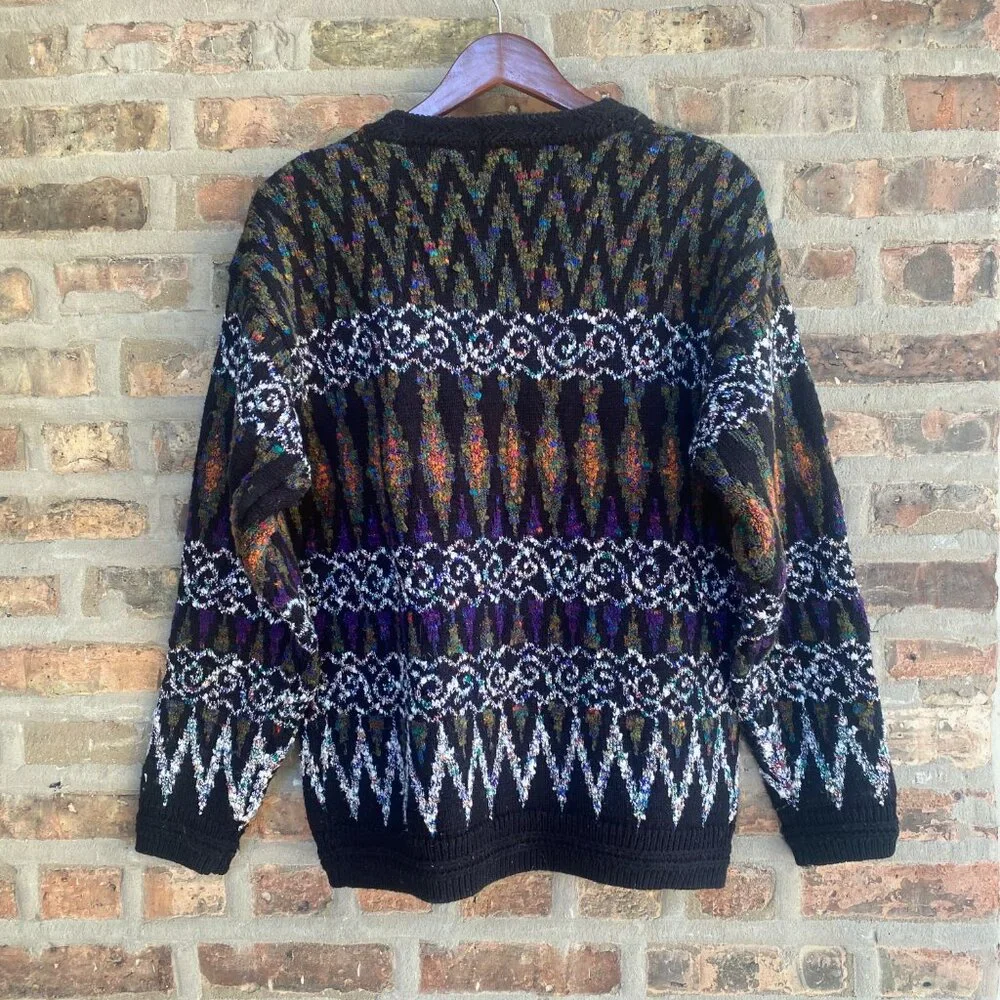 Vintage Concrete Mix 90s cardigan button down sweater multicolor grandpa Men's S - Picture 5 of 7